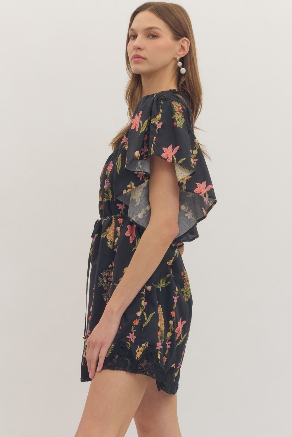 midi plus size dress Plus Size Floral Print Ruffle Trim Smocked Bodycon Midi Dress Sage / 1X-2X-3X/2-2-2
