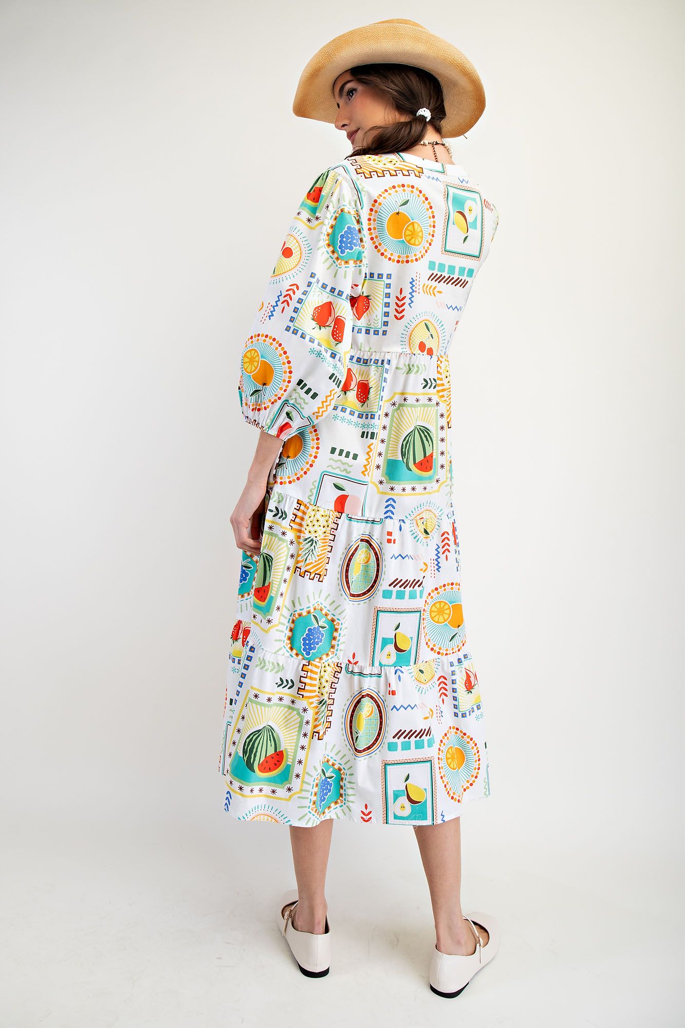 Fruit Market Cotton Midi Dress