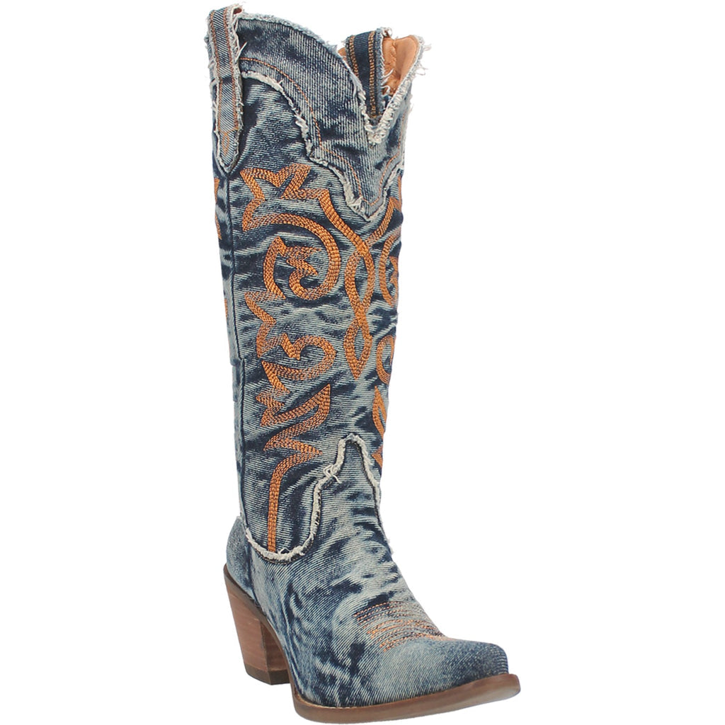 Texas Tornado Blue Denim Boots by Dingo