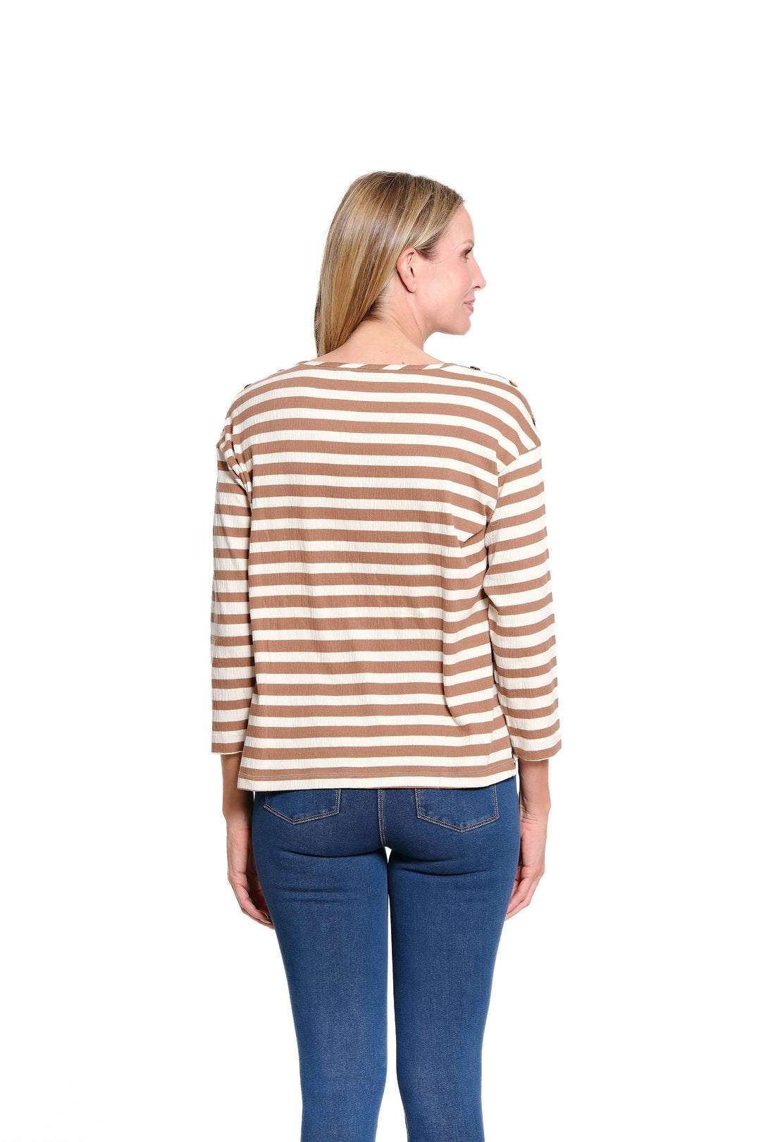 Cocoa Brown & Cream Classic Stripe Knit Top by Multiples