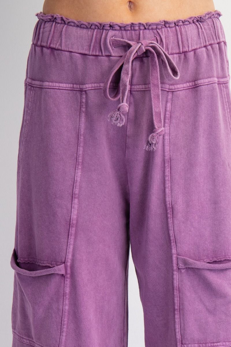 Grape Mineral Washed Terry Knit Pants
