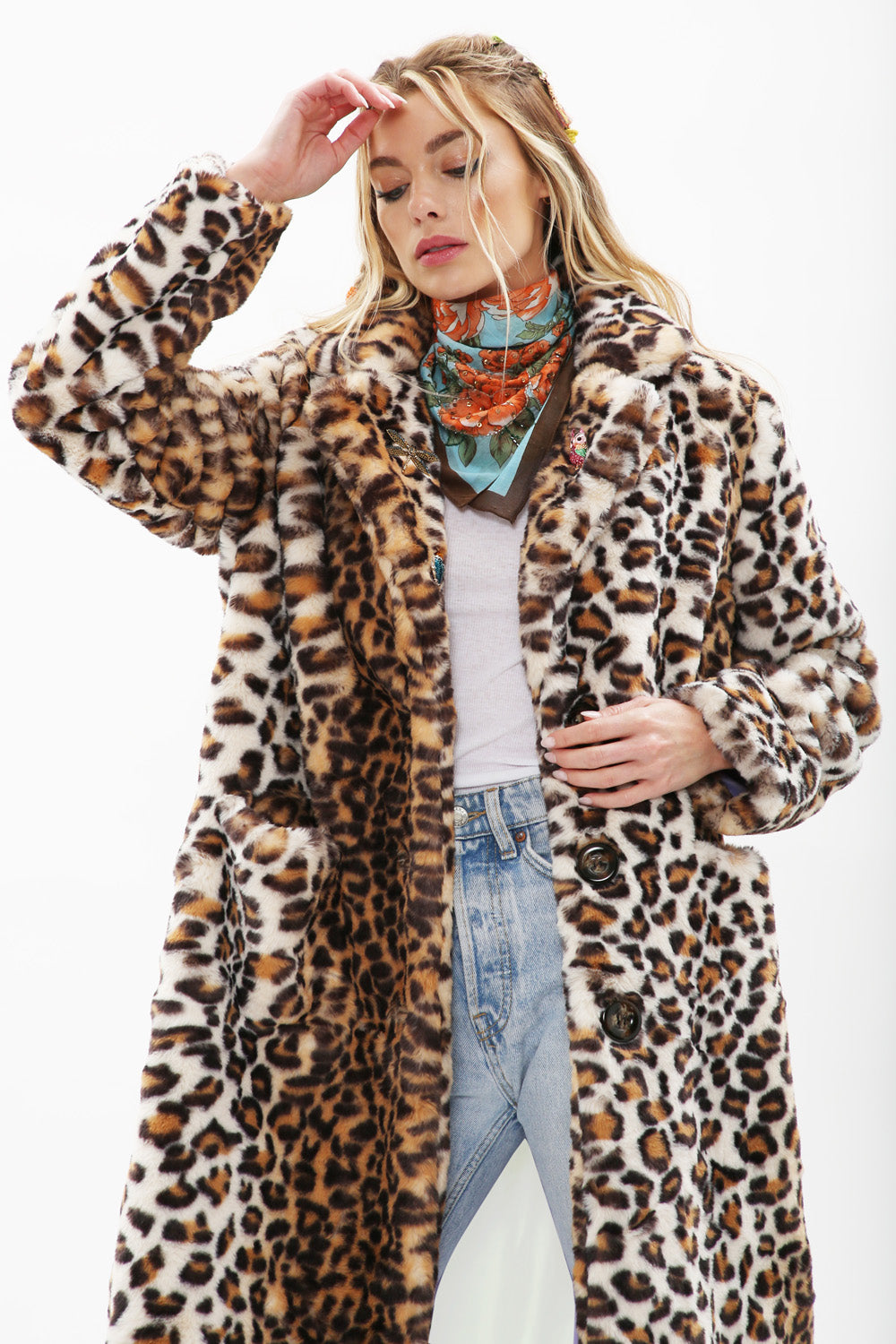 Leopard Faux Fur Coat by Aratta