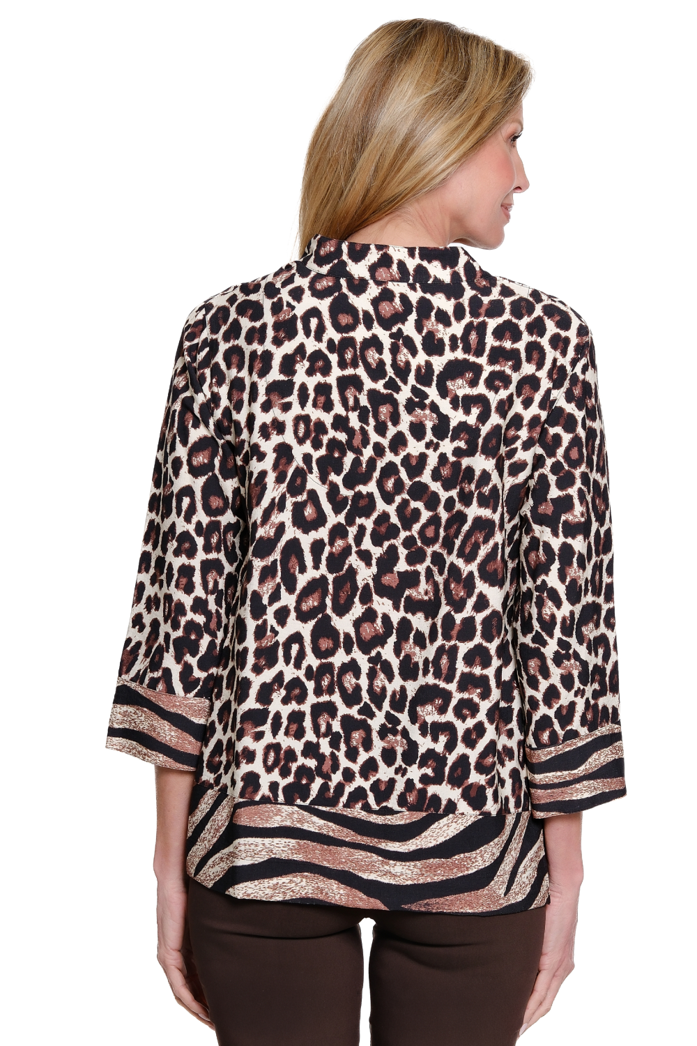 V-Neck Stand up Collar Top w/ Embroidery by Multiples