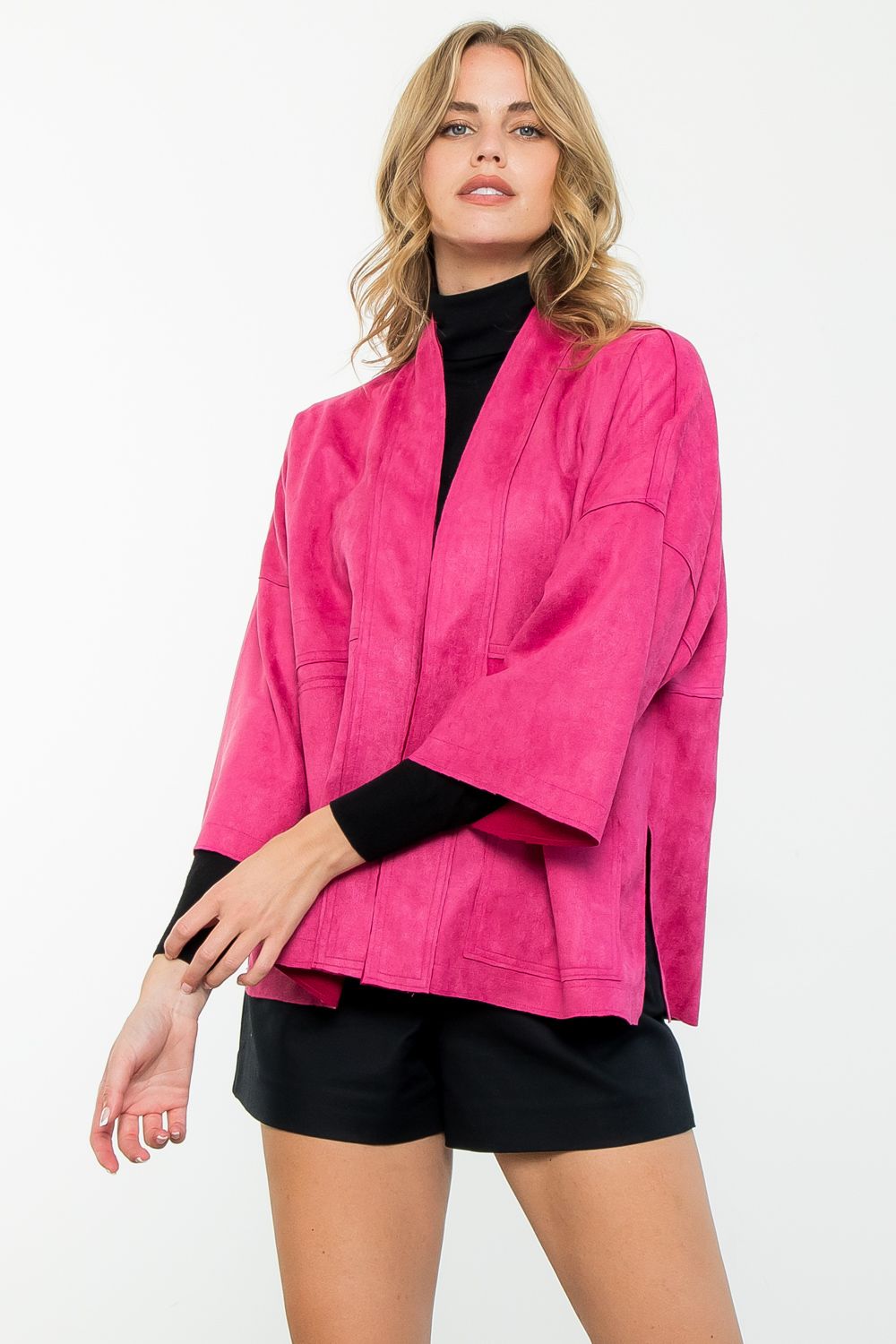 Ultra Suede Fuchsia 3/4 Sleeve Jacket