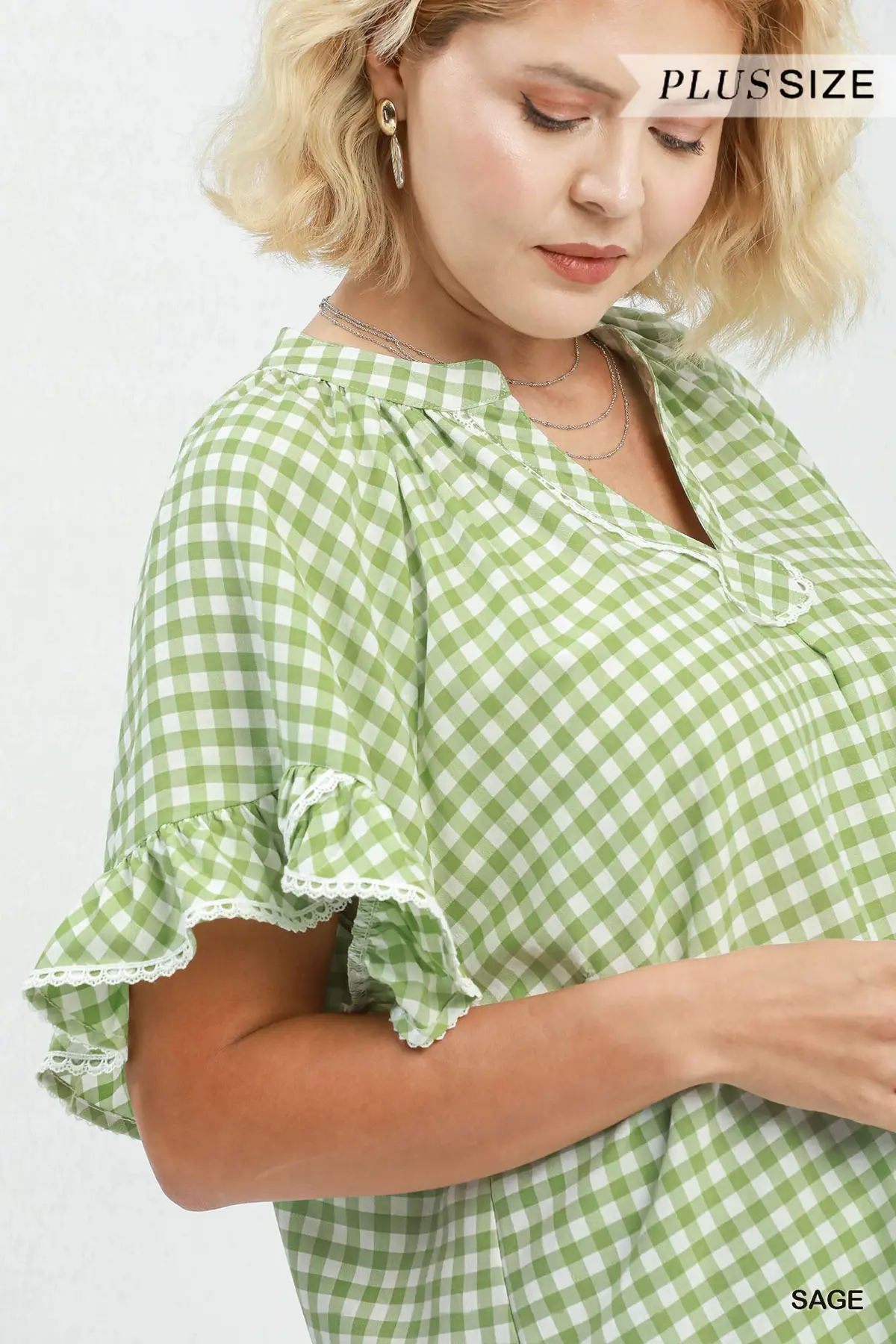Sage Picnic Pretty Gingham Top