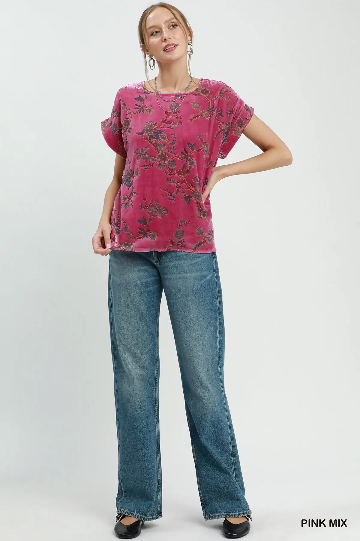 Pink Garden Velvet Top