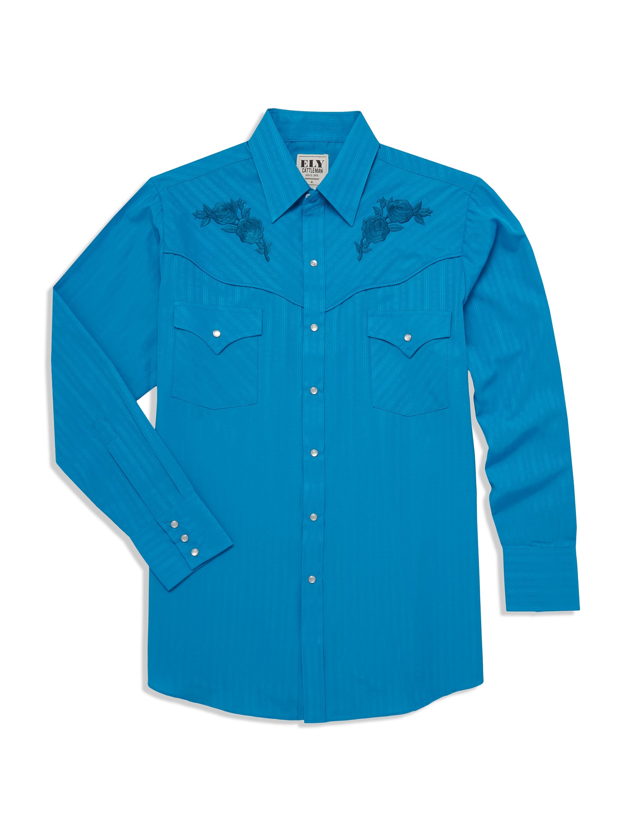 Men's Turquoise Western Shirt w/ Embroidery