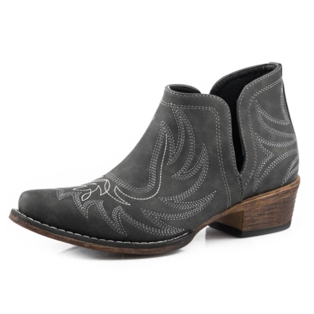 Roper Women's Distressed Black Booties - Snip Toe