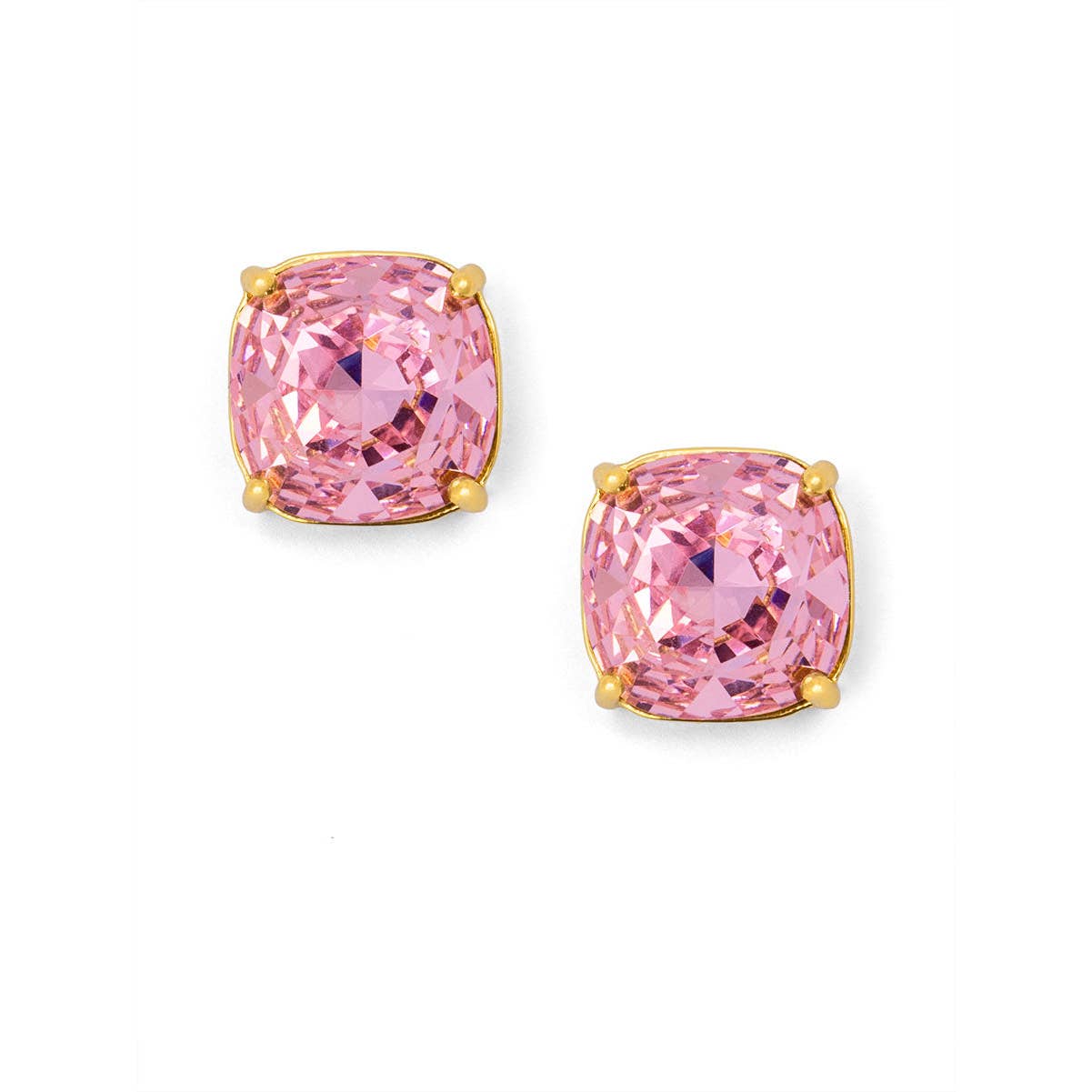 Pink Square Crystal Stud Earring