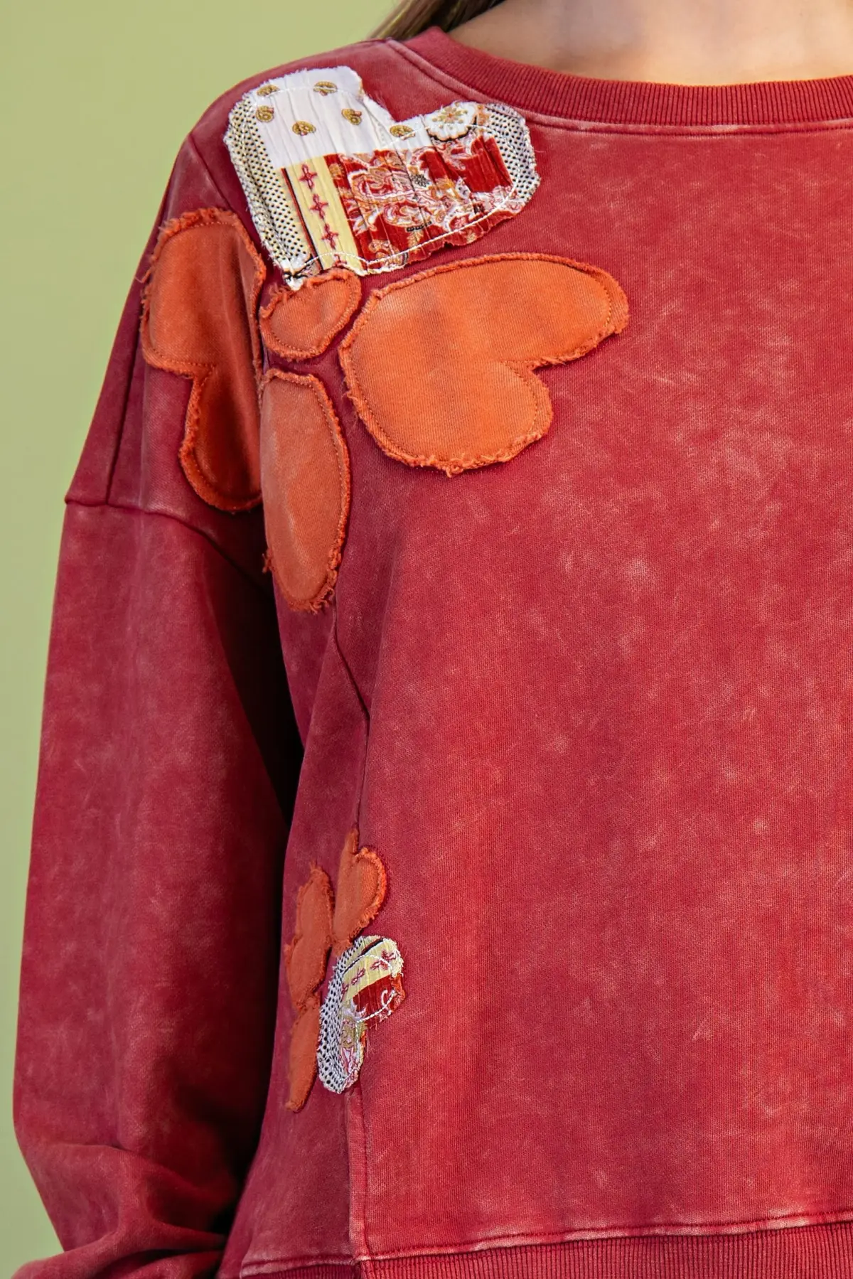 Vintage Washed Floral Applique Sweatshirt