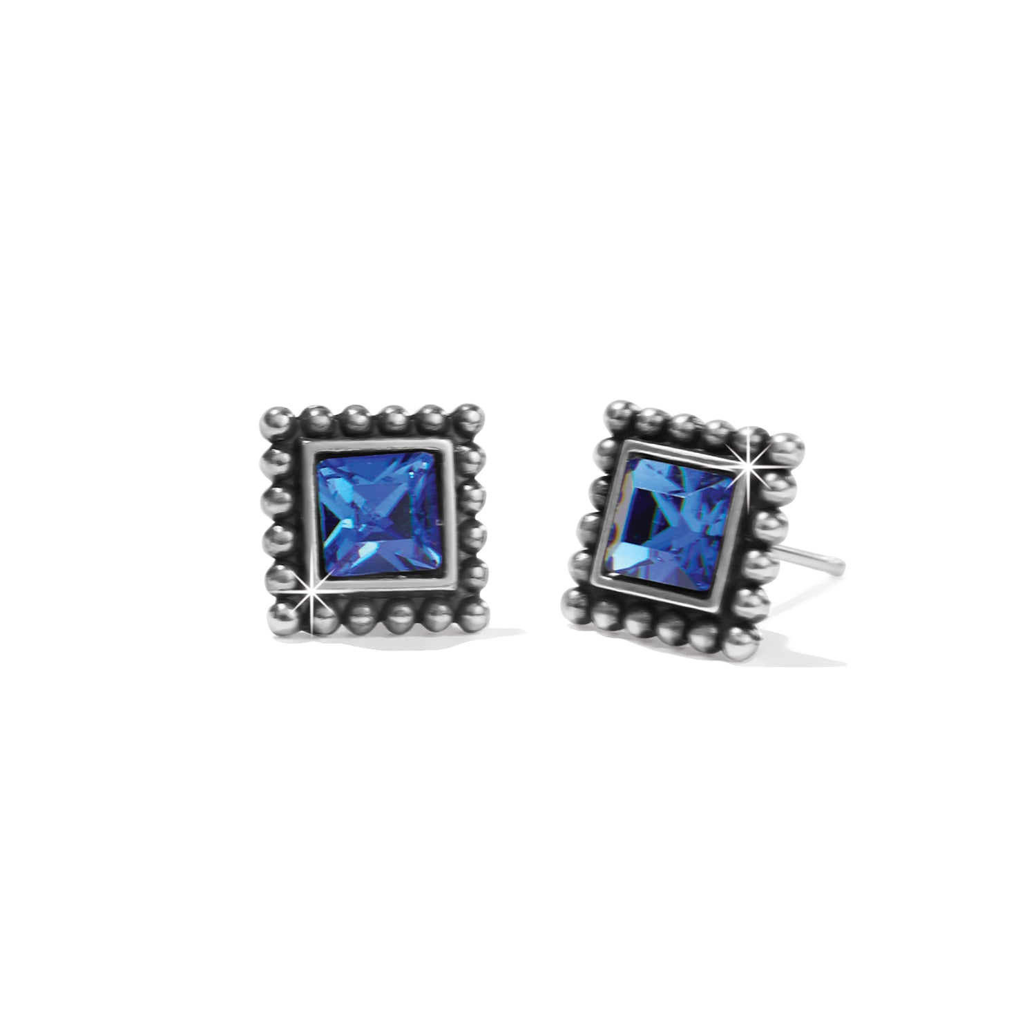 Sparkle Square Mini Post Earrings/Silver-Blue