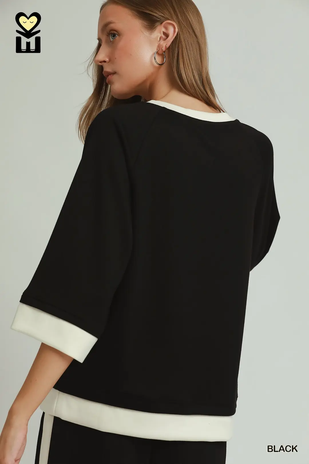 Black/Cream Color Block LuxeKnit Lounge Set