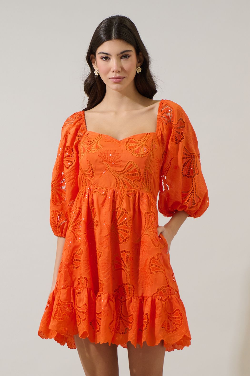 Orange Blossom Eyelet Mini Dress
