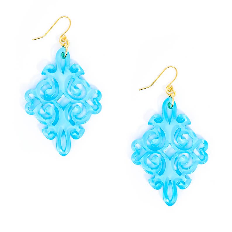 Light Blue Swirls & Twirls Resin Earring