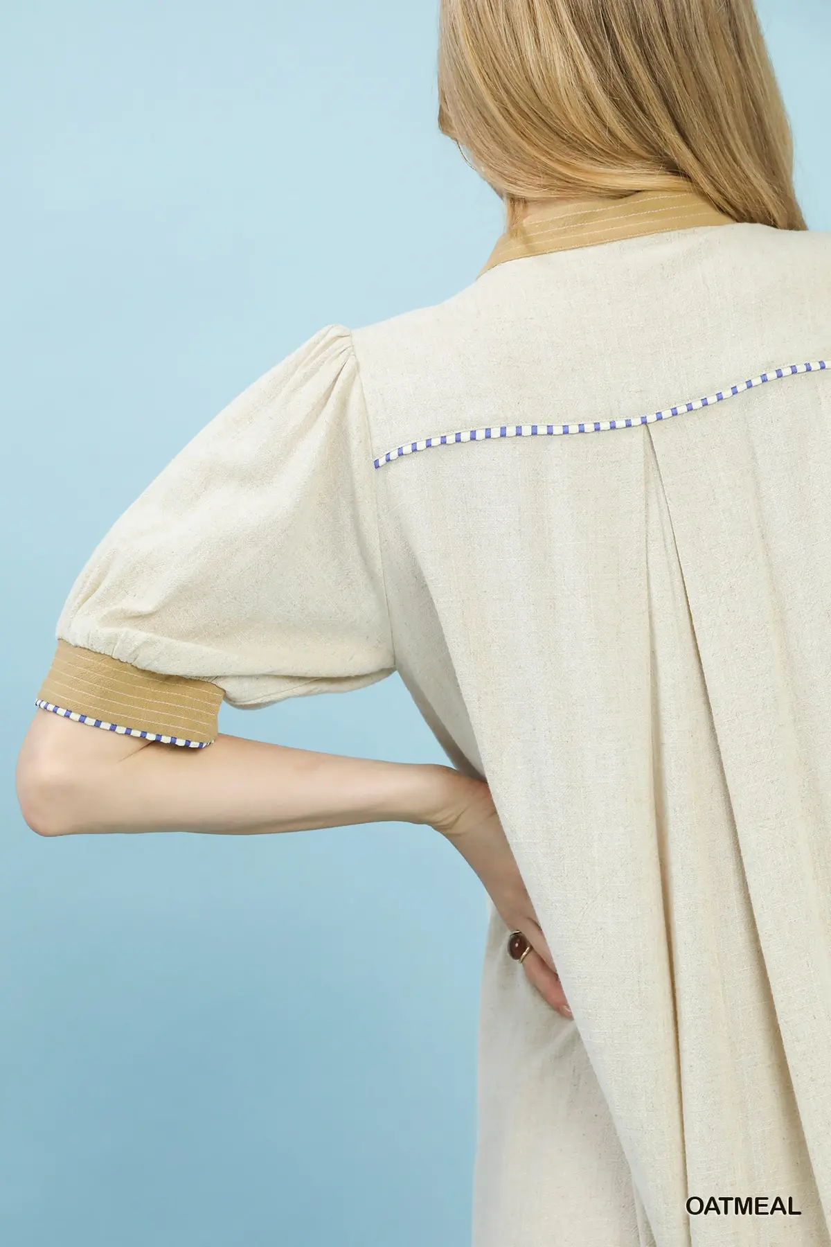 Oatmeal Coastal Charm Linen Dress