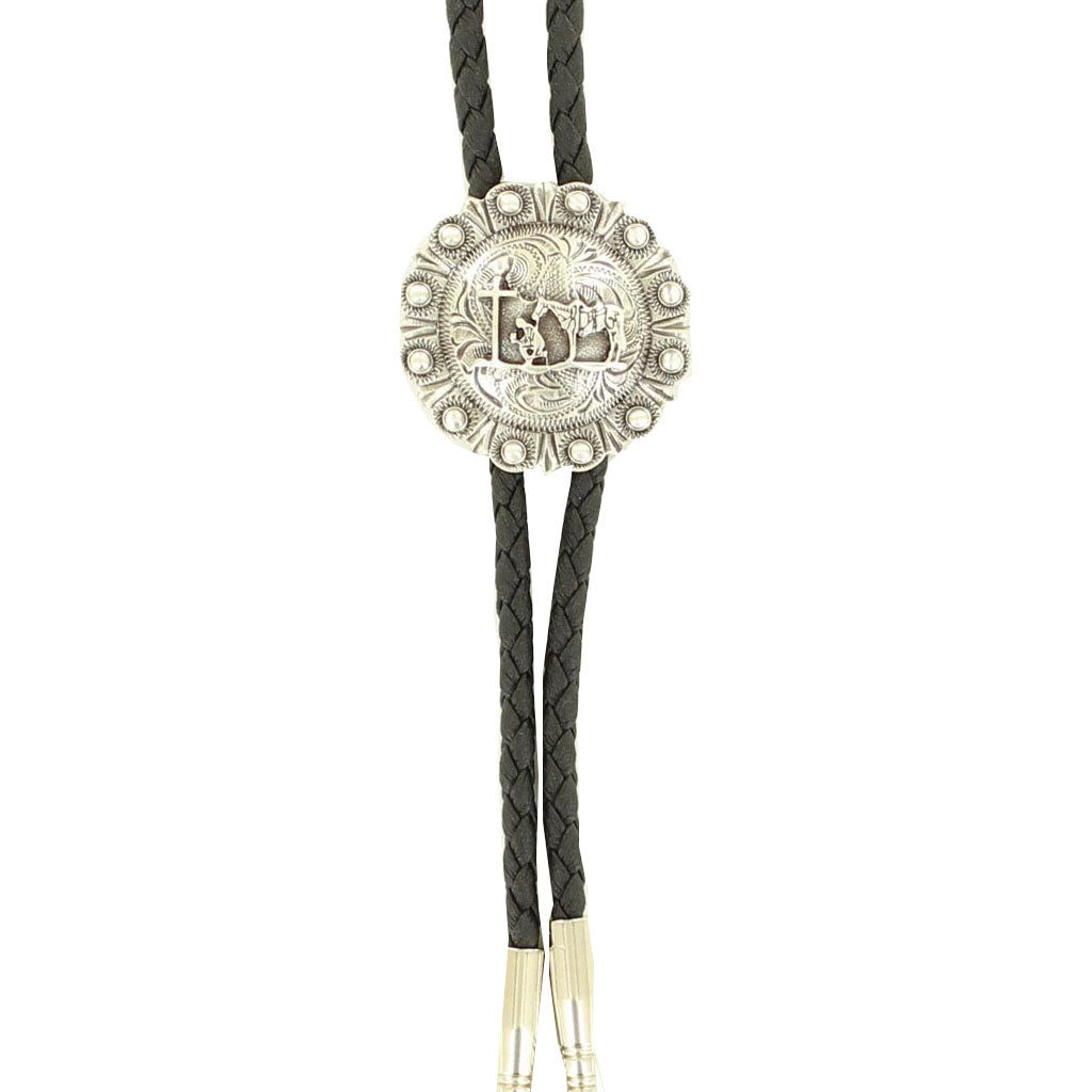 Praying Cowboy Silver Bolo Tie