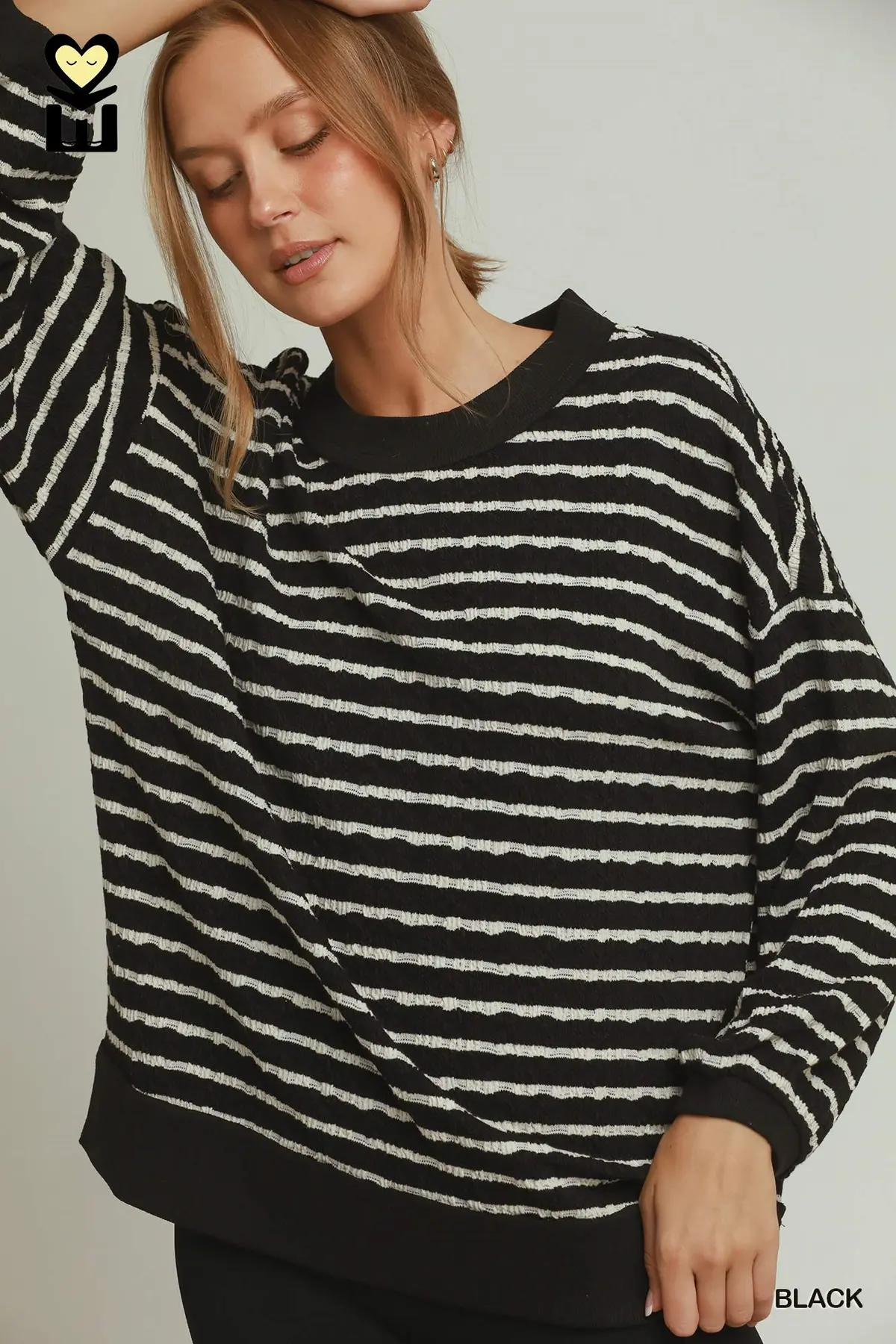 Midnight Stripe Textured Pullover 🖤