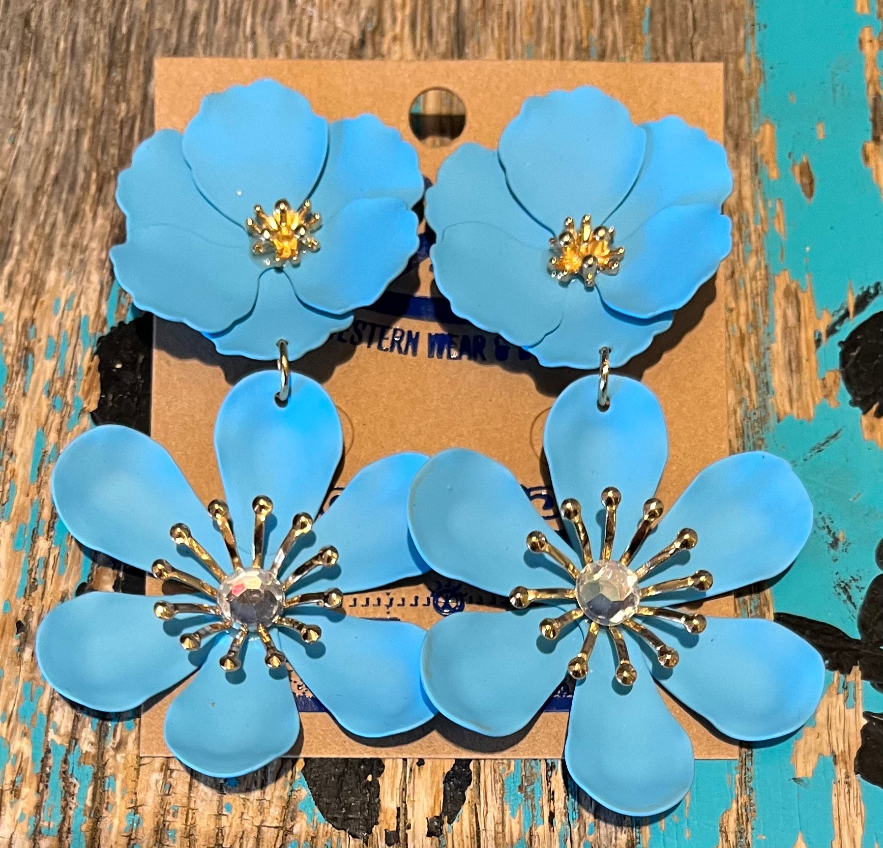 Bold Turquoise 3D Flower Earring