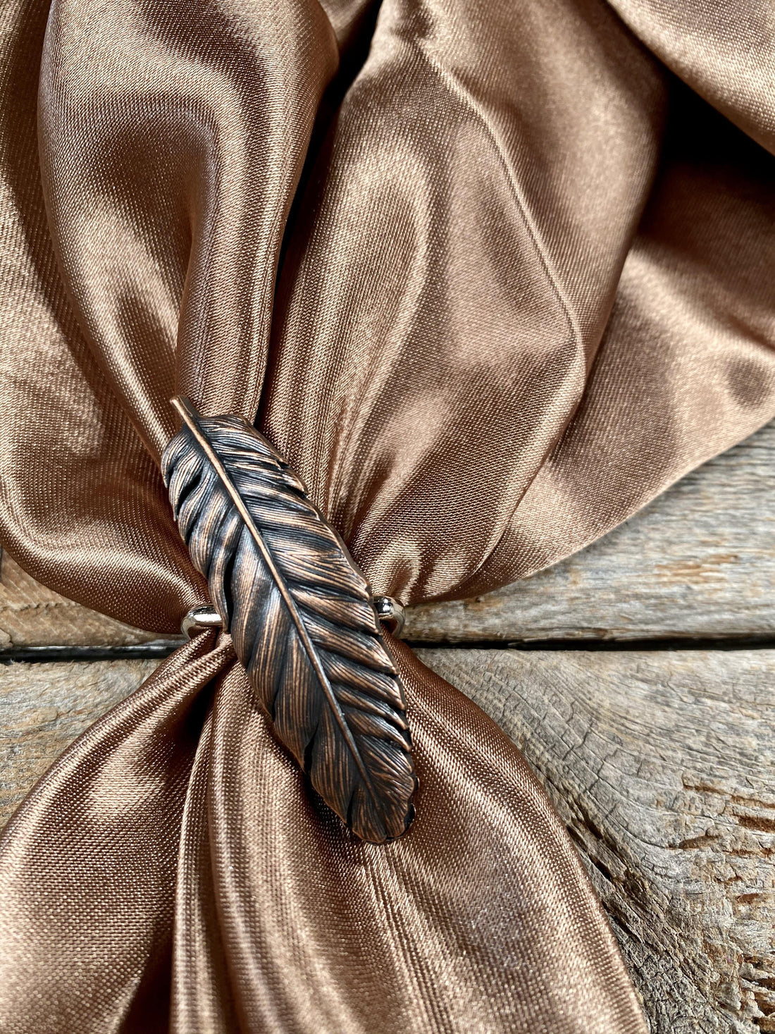 Feather Concho Copper Scarf Slide