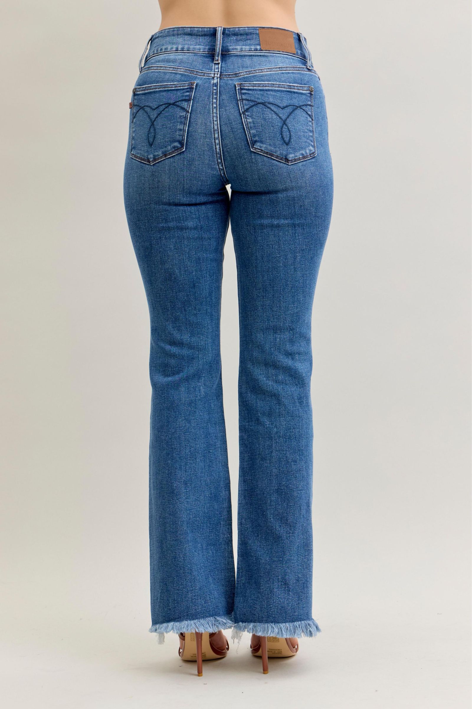 Judy Blue High Waist Bootcut Double Button Fray Hem Jeans