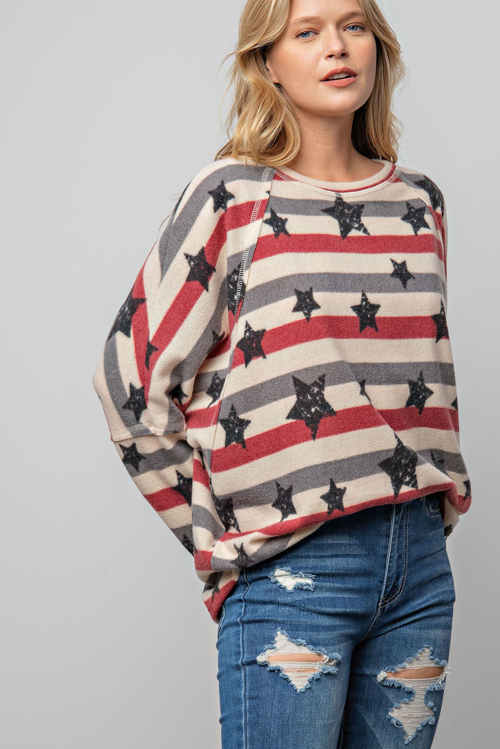 Americana Patriotic Brushed Knit Sweater