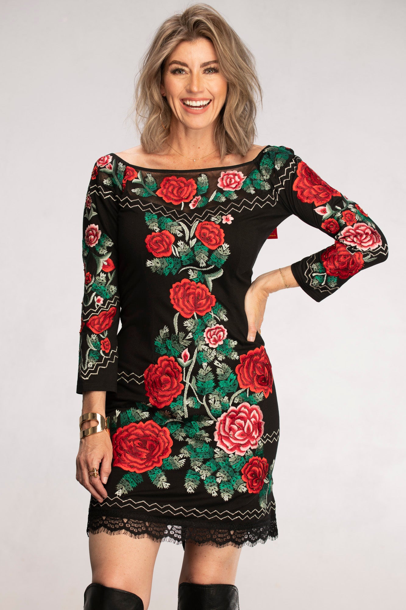 Bell Rose Knit Dress by Vintage Collection