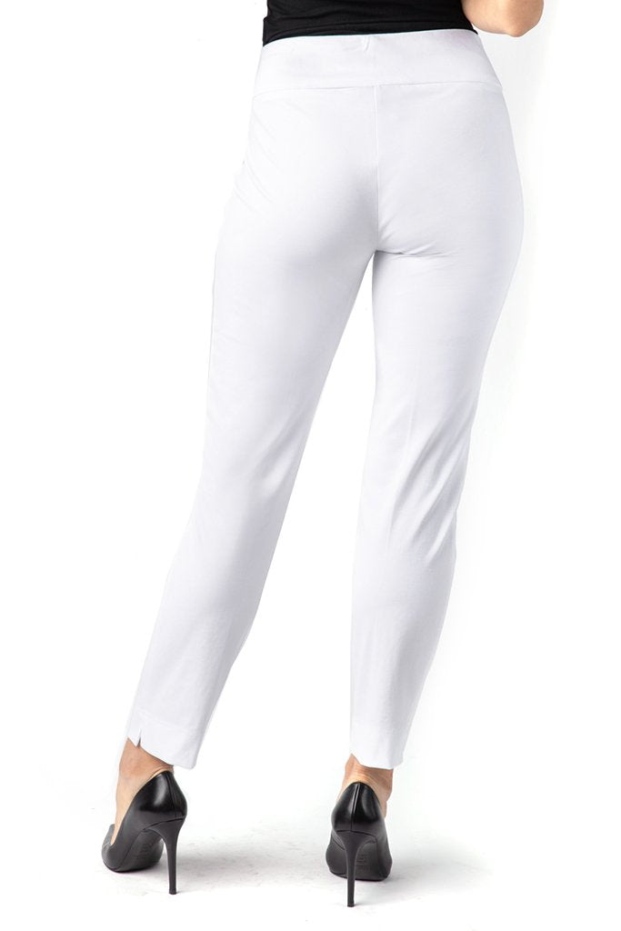 WHITE WIDE BAND PULL-ON Ankle Pant