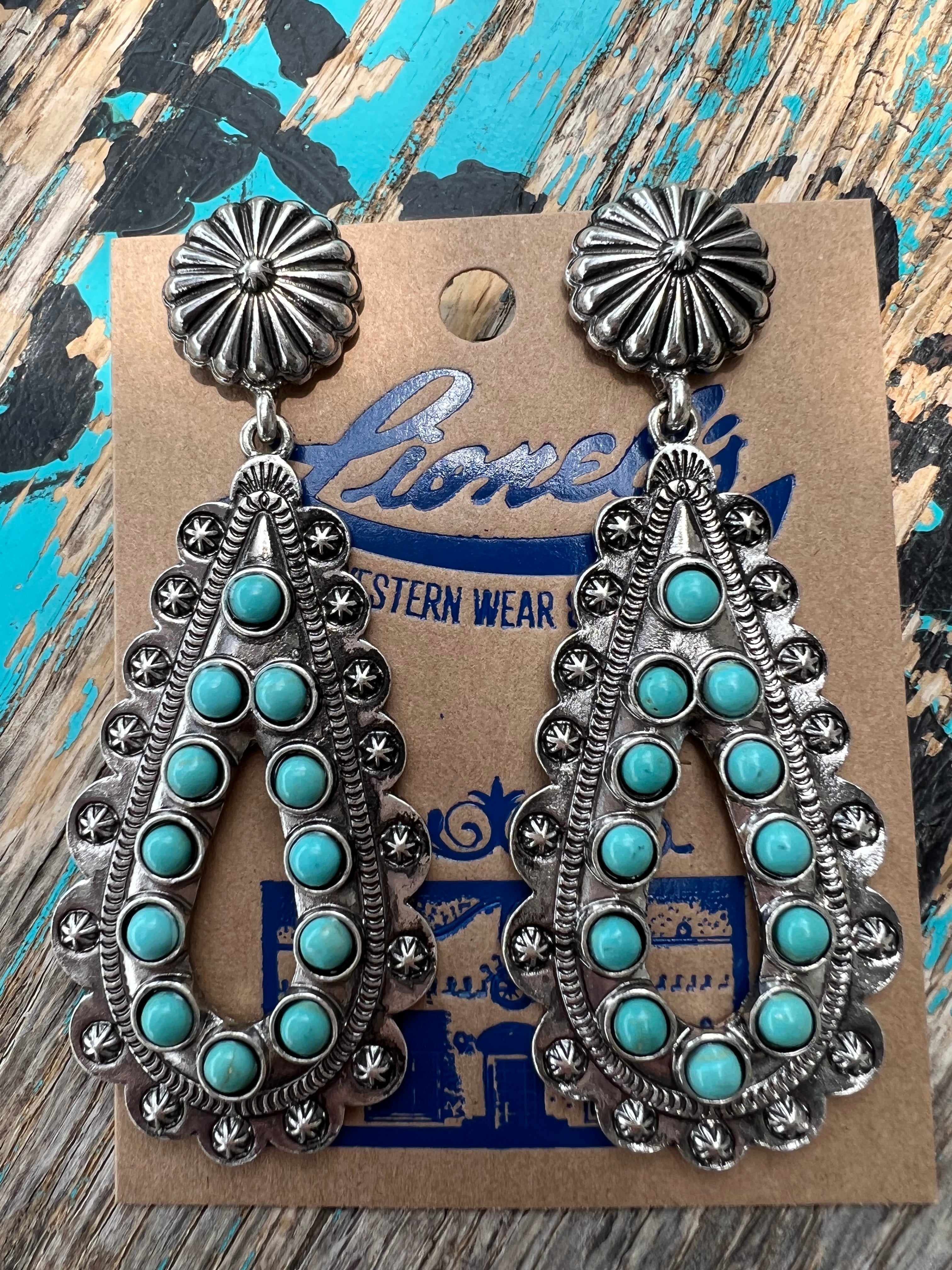 Silver & Turquoise Teardrop Earrings