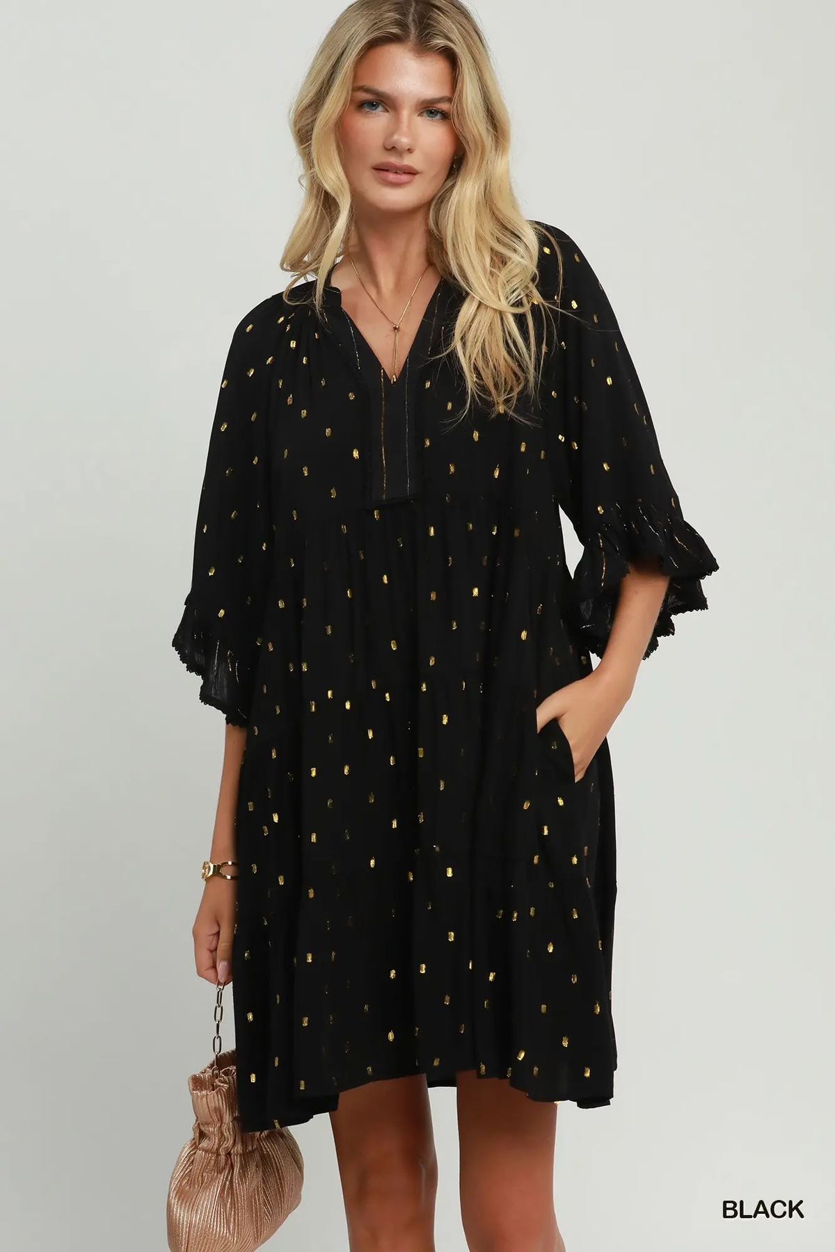 Golden Night Metallic Dot Dress ✨🖤