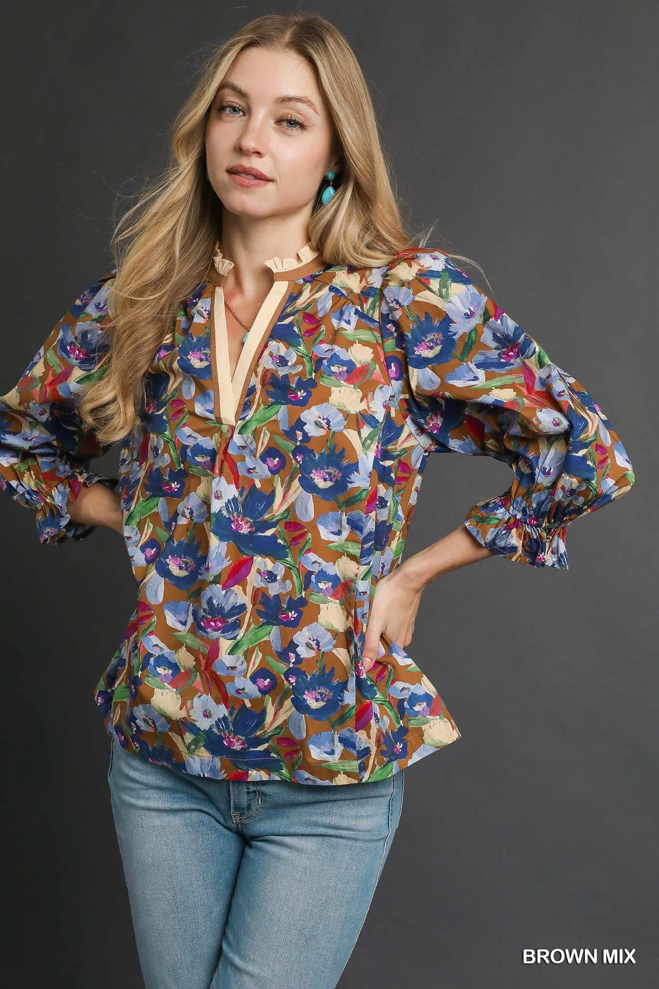 Denim Friendly Floral Print Top