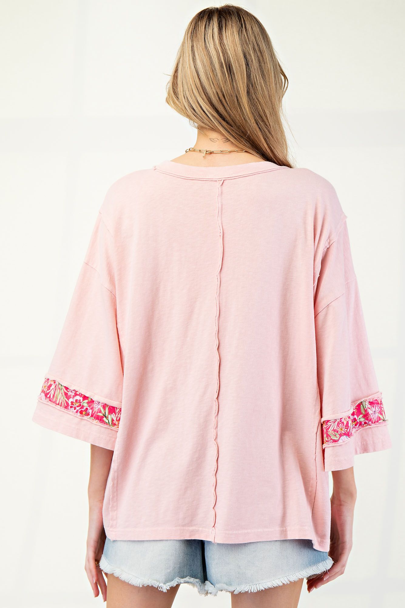 Antique Rose Heart Patch Cotton Top