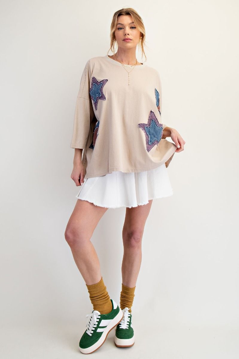 Oversized Mineral Washed Star Patch Boxy Top