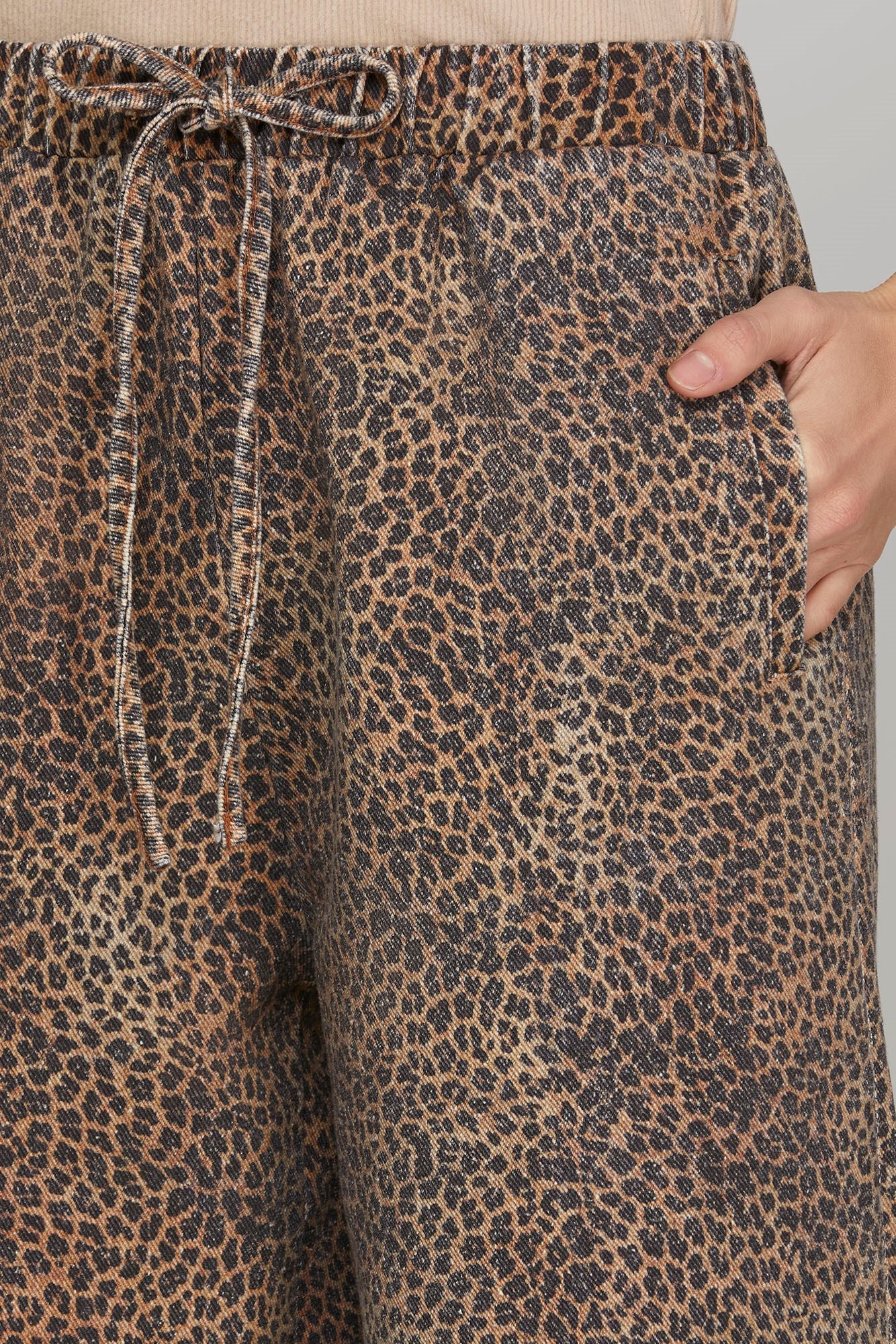 Leopard Washed Twill Cotton Pants