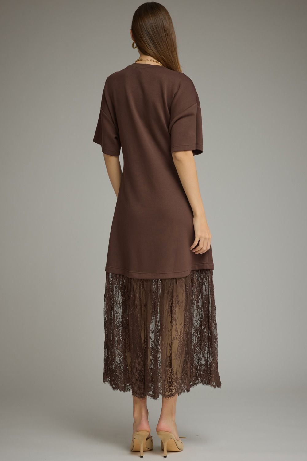 Chocolate Lace Hem Midi Dress 🤎