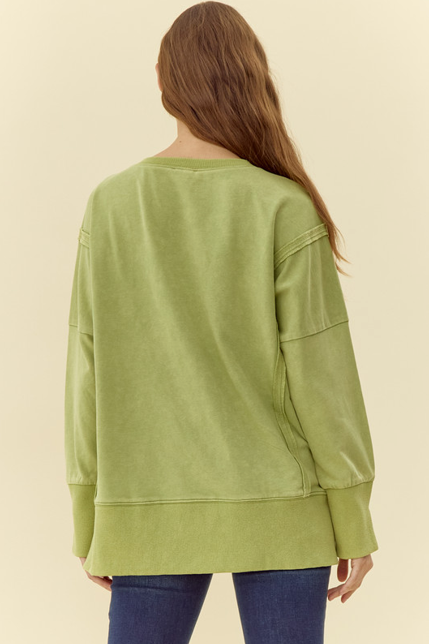 Lime Green Washed Cotton Sweatshirt