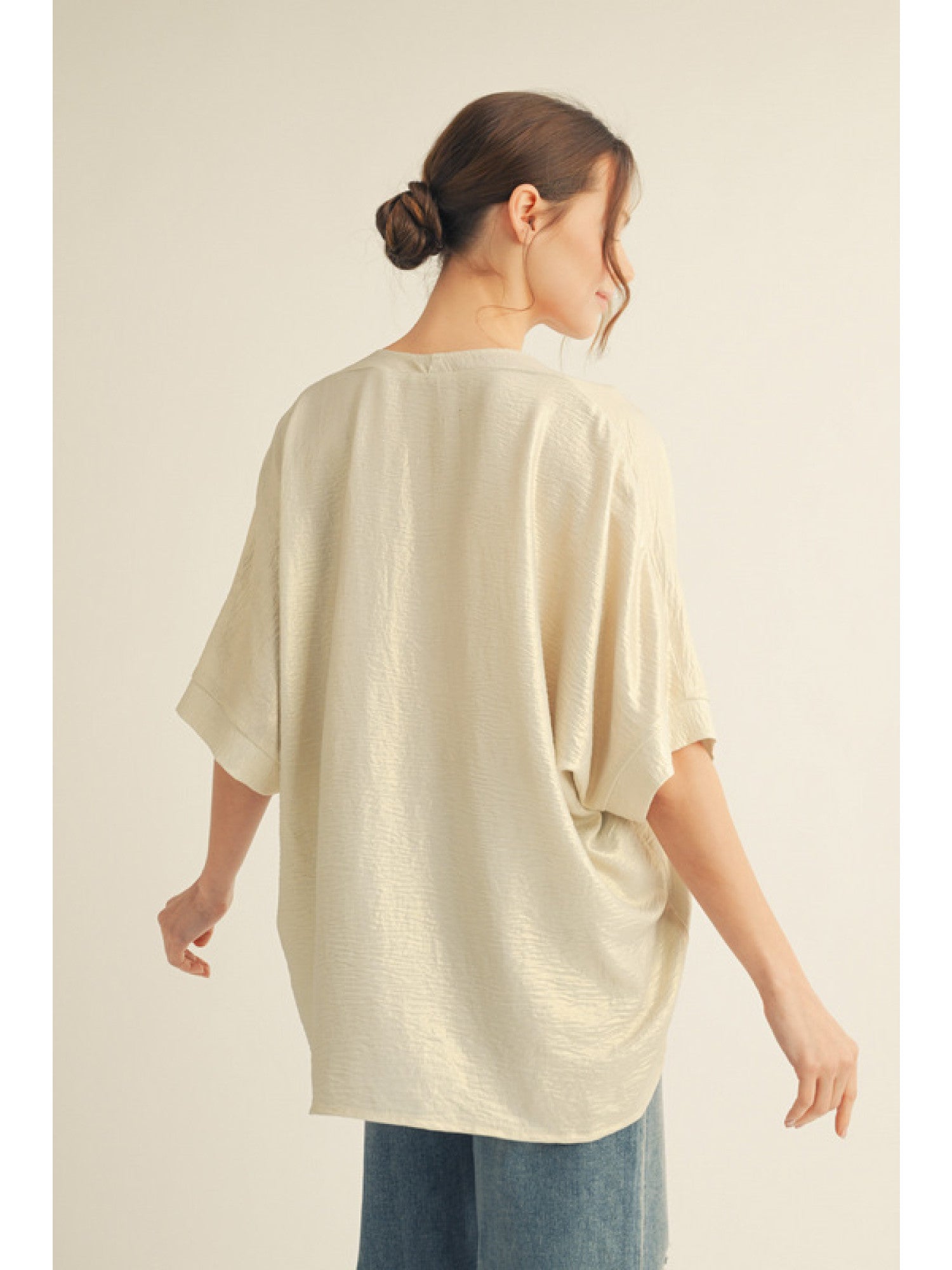 Pearl Metallic Loose Fit Short Sleeve Top