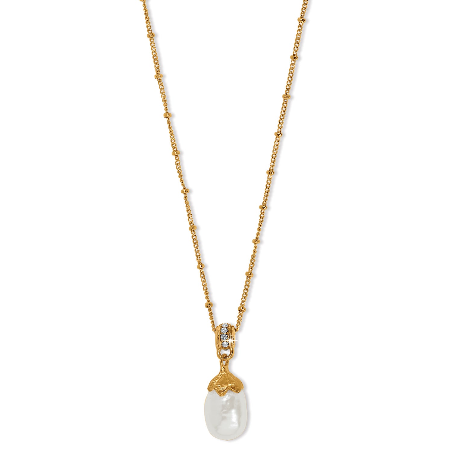 Everbloom Pearl Drop Necklace-Gold