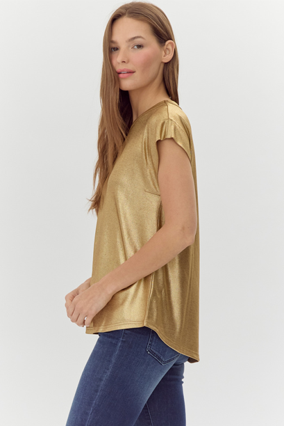 Gold Metallic Knit Top