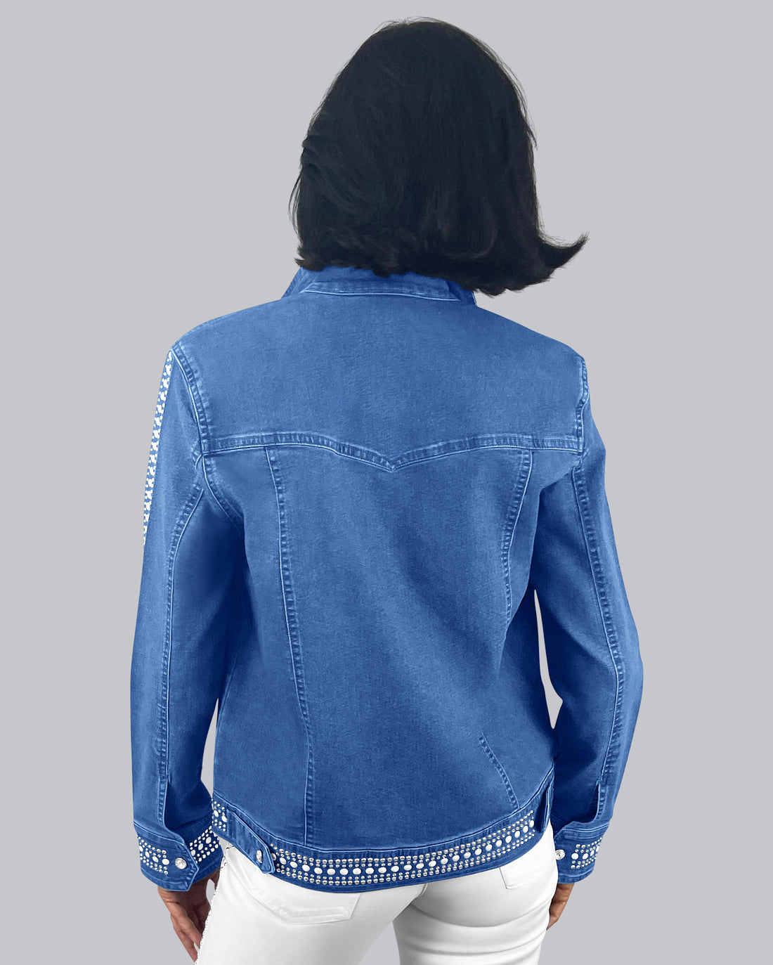 Denim Bolero Jacket w/ Embellished Details