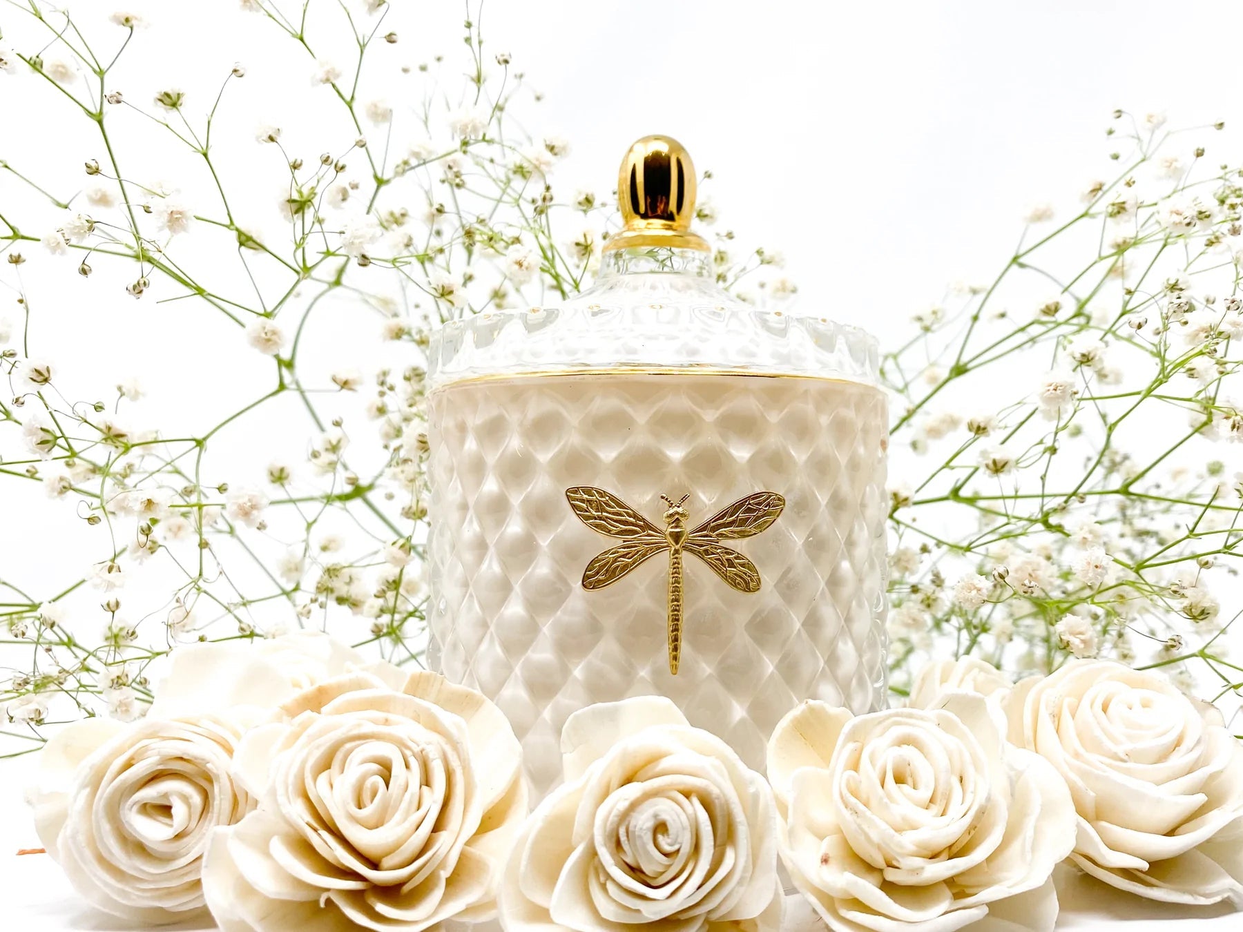 Bella White and Gold Candle-Snowflake