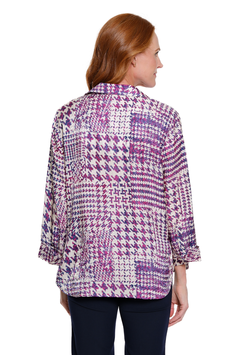 Ivory w/ Shades of Purple Button Front Top