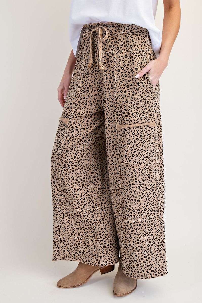 Animal Print Mineral Washed Terry Lounge Pants