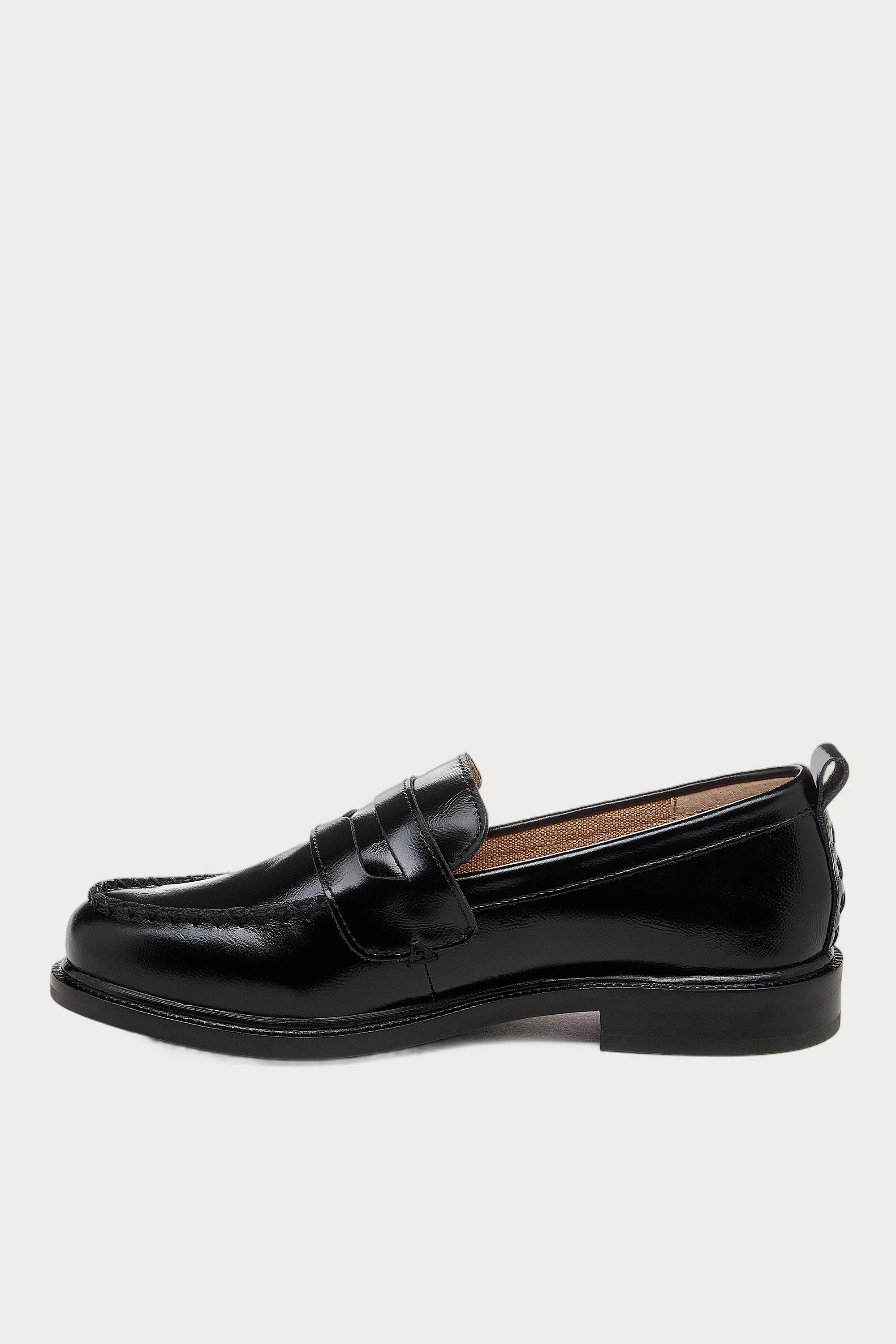 Lens Black Crinkle Leather Loafers by Kelsi Dagger