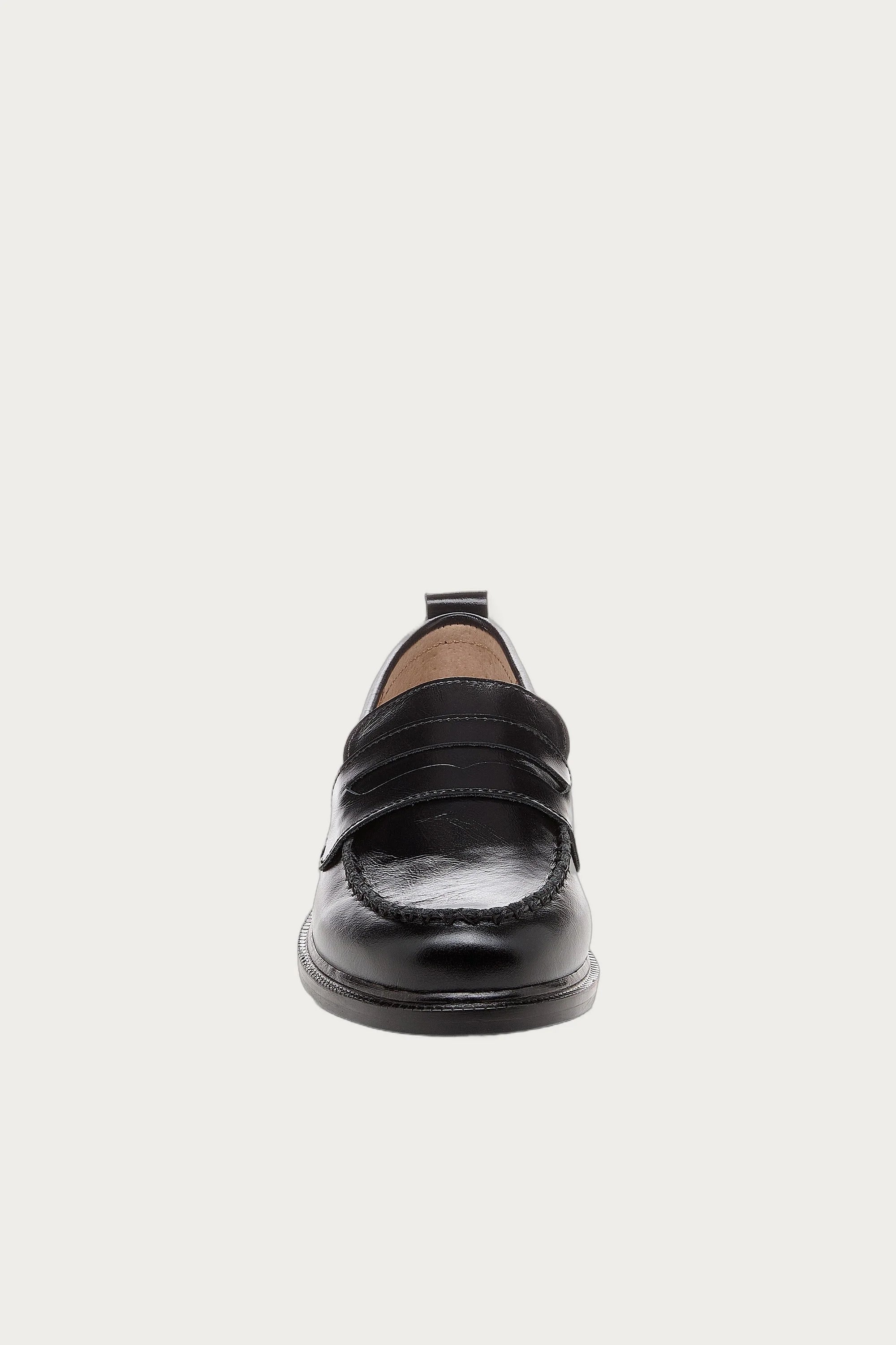 Lens Black Crinkle Leather Loafers by Kelsi Dagger