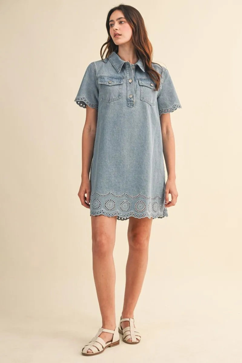 Eyelet You Go Denim Dress