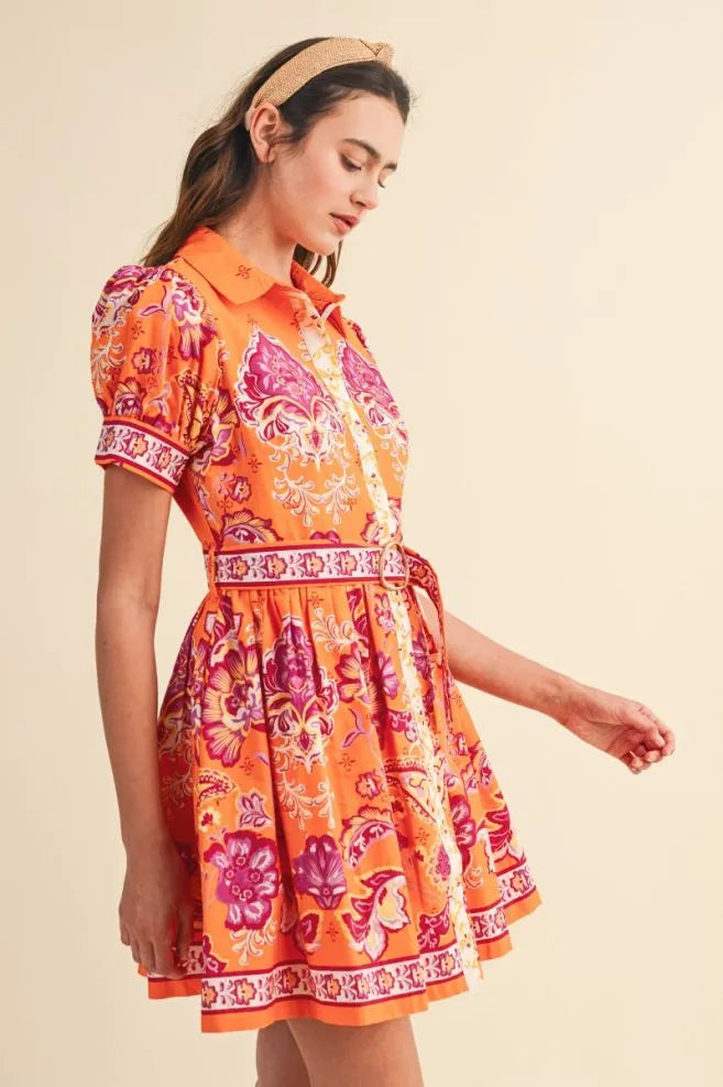 Tangerine Dream Paisley Mini Dress