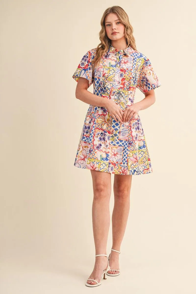 Painted Tile Floral Dress