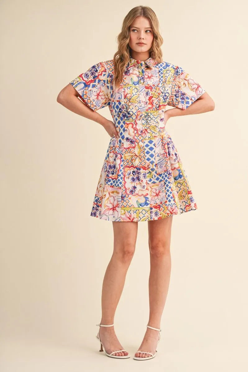 Painted Tile Floral Dress