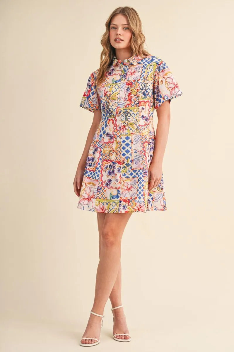 Painted Tile Floral Dress