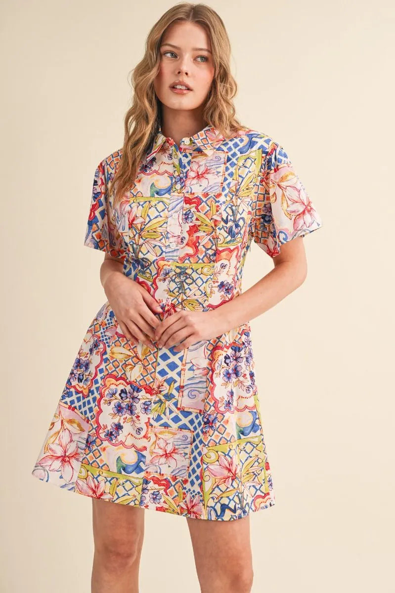 Painted Tile Floral Dress